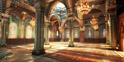 Obraz premium Opulent Mosque Hallway Artwork