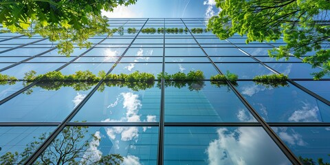 Eco-Friendly Modern Glass Building Surrounded by Trees