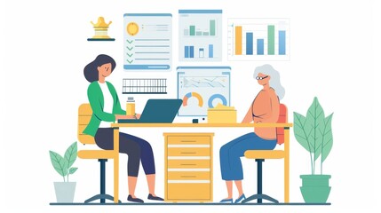 A financial advisor meets with a client to review charts and graphs