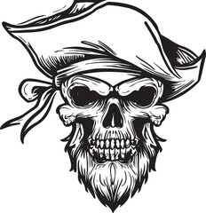 Obraz premium pirate skull head vector. fit for tattoo design