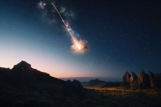 夜空, 星, 光, 流れ星, 隕石, 爆発, night sky, star, light, shooting star, meteorite, explosion