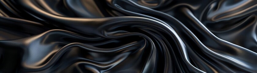 Fototapeta premium Smooth black silk draped in soft folds, perfect for highend and luxurious themes