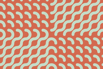 Seamless Truchet pattern with bright lime and peach wavy lines and arcs. Abstract backgrounds. Modern design illustration