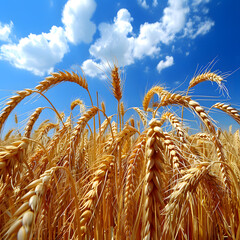 Landscape with ripe rye field and summer sky