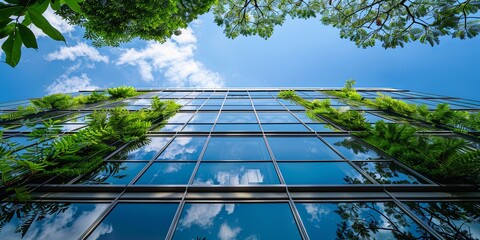 Eco-Friendly Modern Glass Building Surrounded by Trees