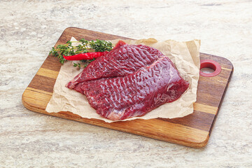 Raw beef machete steak for grill