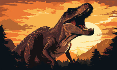 tyrannosaurus dinosaur silhouette vector illustration dino artwork