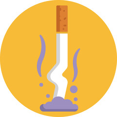 A minimalist depiction of a cigarette, symbolizing smoking. Ideal for use in public health warnings, anti-smoking campaigns, and signage.