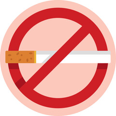 A clear visual of a cigarette crossed out with a bold red slash inside a red circle, signaling a smoke-free zone.