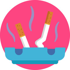 A contemporary ashtray icon designed to clearly signify smoking zones or smoking accessories in digital interfaces.