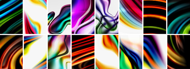 Collection of abstract background with waves, colorful shapes and 3d shadow effect. Vector Illustration For Wallpaper, Banner, Background, Card, Book Illustration, landing page