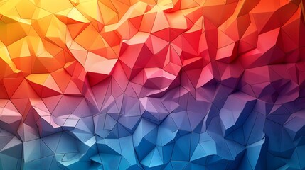 Obraz premium Abstract background featuring triangles with a gradient mesh creating a 3D effect, vibrant colors, hd quality, digital art, high contrast, geometric design, modern aesthetic, dynamic composition.