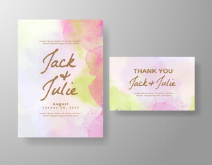 Wedding invitation with abstract watercolor background