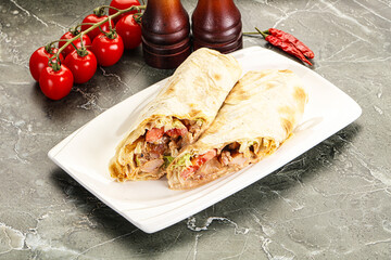 Shawarma with grilled chicken meat