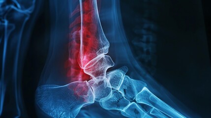 Fibular Fracture Image showing a fracture in the fibula, possibly near the lateral malleolus The fractured segment is marked in red on the Xray