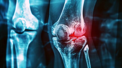Patellar Fracture Image revealing a fracture in the patella bone The fractured area is marked in red on the Xray for clarity