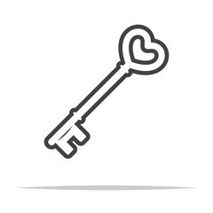 Heart shaped key outline icon transparent vector isolated