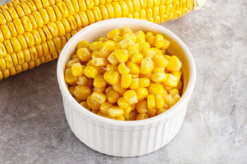 Marinated corn in the bowl