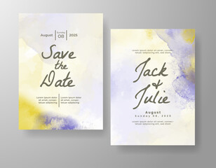 Wedding invitation with abstract watercolor background
