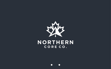 maple with arrow logo design vector silhouette illustration