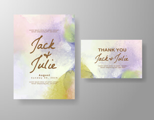 Wedding invitation with abstract watercolor background