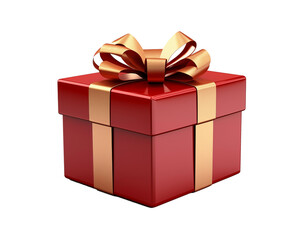 A Festive Red Gift Box With A Golden Bow