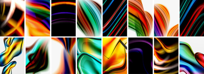 Collection of abstract background with waves, colorful shapes and 3d shadow effect. Vector Illustration For Wallpaper, Banner, Background, Card, Book Illustration, landing page