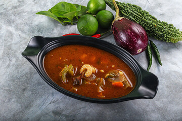 Spicy and Sour Soup with Prawns