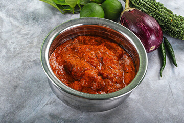 Indian cuisine - butter chicken with sauce
