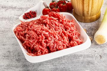 Minced beef meat in the bowl