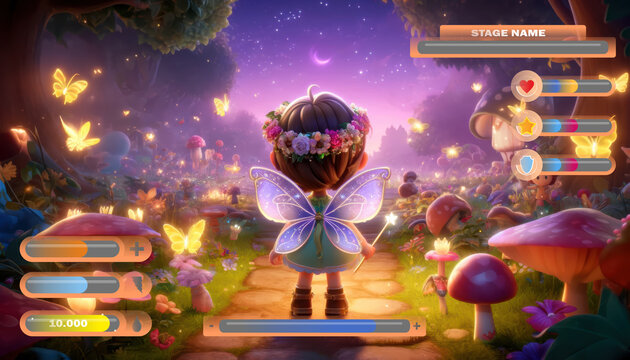 Videogame for children screen, colorful cartoon video game board for kids gaming