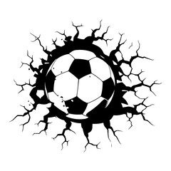 football ball hit the wall silhouette, football ball hit the wall icon vector illustration