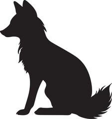 Fox Black Silhouette Vector White Background