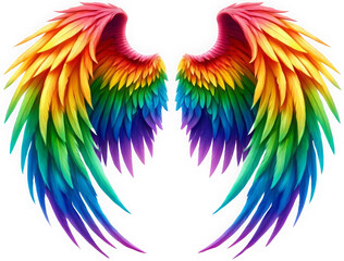 Obraz premium Radiant Rainbow Wings, isolated on transparent