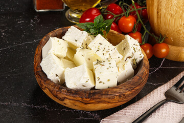 Greek traditional Feta cheese cubes