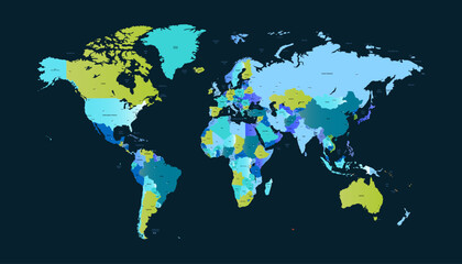 Fototapeta premium World map. Modern color vector map. Silhouette map 