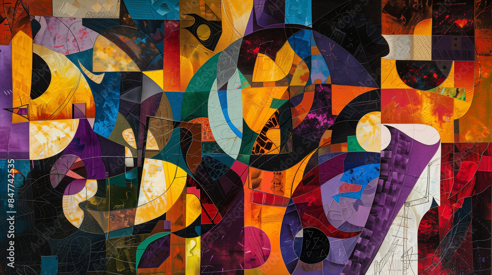 Wall mural vibrant geometric abstraction with intricate patterns