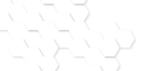 Fototapeta premium Hexagon background technology texture. Abstract hexagonal mesh cell Surface polygon pattern with glowing hexagon paper texture and futuristic business. Abstract honeycomb mosaic white background.
