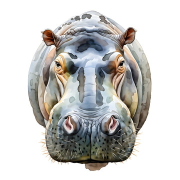 recommend clip art: drawing of a hippo Illustration white background 