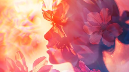 Flower blossom gathering close up, focus on, copy space Radiant and vivid hues