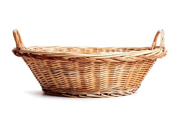 Obraz premium empty wicker basket isolated on white 