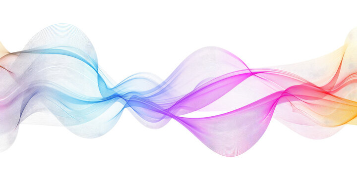 rainbow colored streaming smoke wave isolated on white or transparent png
