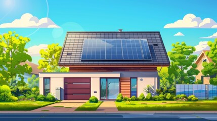 Obraz premium A house with a solar panel on the roof