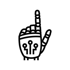 press click robot hand gesture line icon vector. press click robot hand gesture sign. isolated contour symbol black illustration