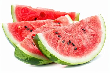 Juicy watermelon slices on white background with clipping path.