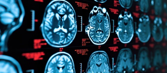 The image shows a brain scan with various colors and patterns.