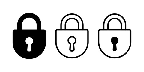 Padlock with keyhole icon, security icon.