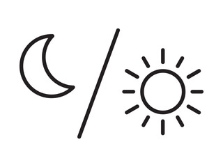 Sun and moon icon isolated on white background. Day and night line icon. Vector illustration.