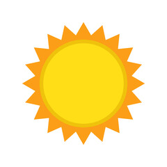 Sun icon in flat style, simple yellow sun.