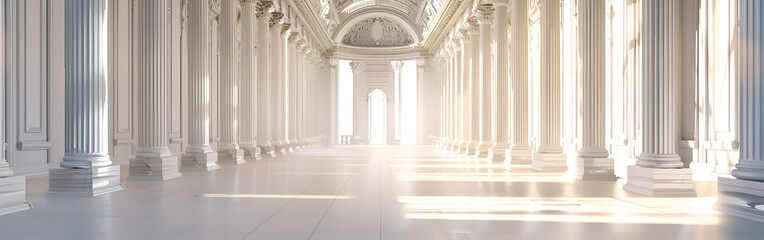 Fototapeta premium interior of a modern and classy house with marble beautiful design and pillars and lights 